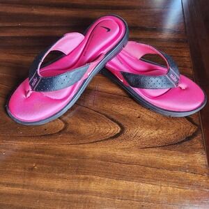 Nike Women's Comfort Thong Sandals, Black & Pink Size 11